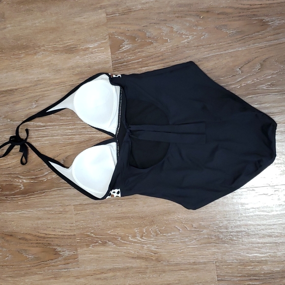 (12) AK Anne Klein One Piece Swimsuit Polka Dot Contemporary Resortwear Vacation - Picture 9 of 9